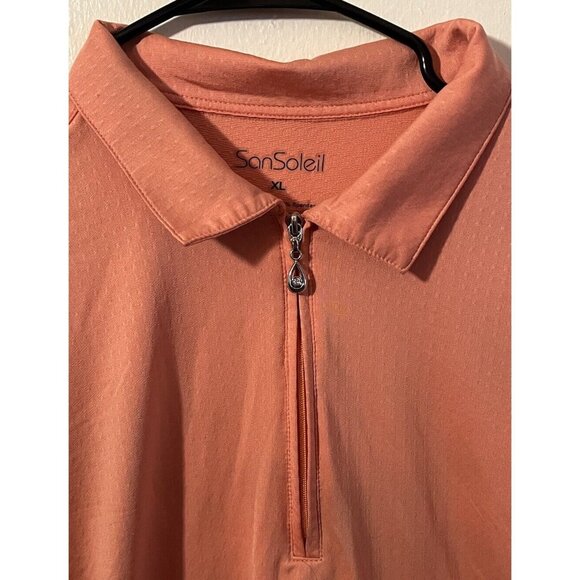 San Soleil Women's XL Long Sleeve 1/4 Zip UPF 50 Mesh Sleeve Peach Golf Top - Picture 3 of 6